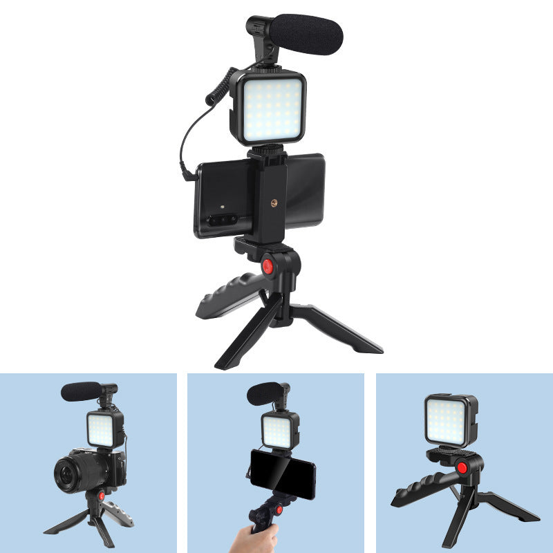 FLIPSTYLEZLLC compatible Apple vlog tripod kit with smartphone holder, ideal for vlogging and video studio photography.