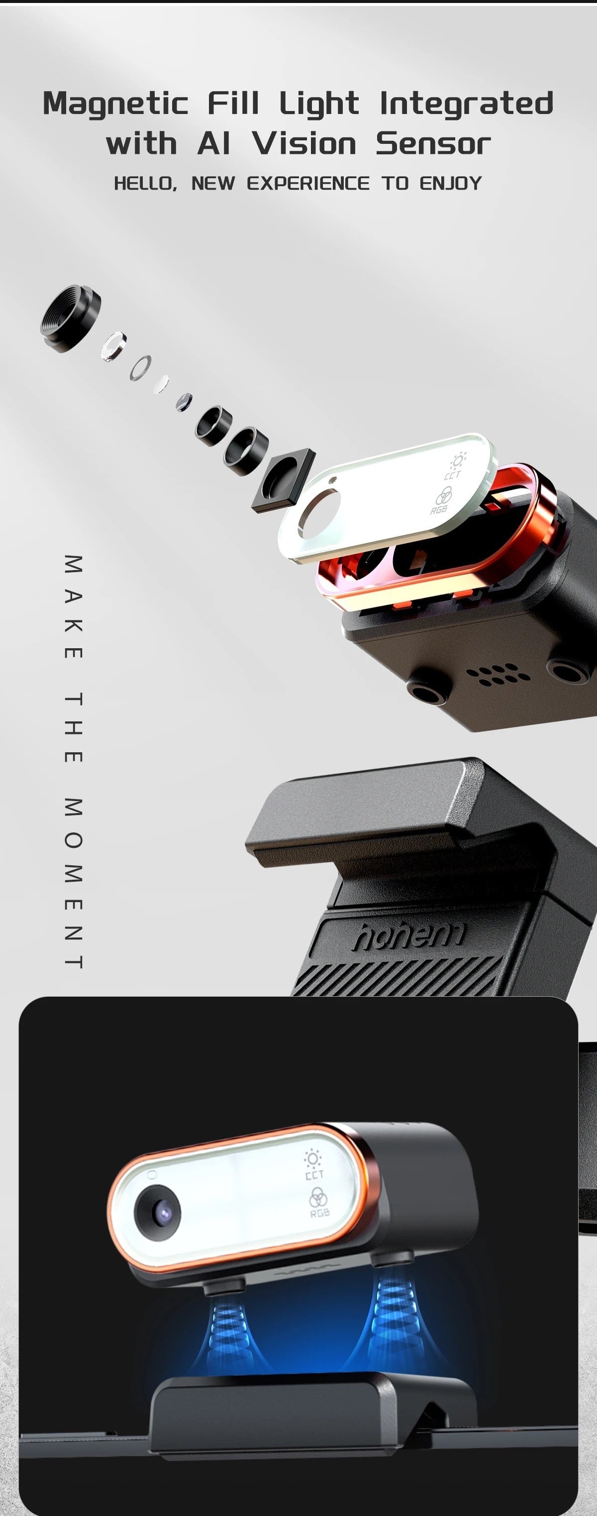 FLIPSTYLEZLLC AI face and shooting fill light with three-axis stabilizer for vlogging and video recording.