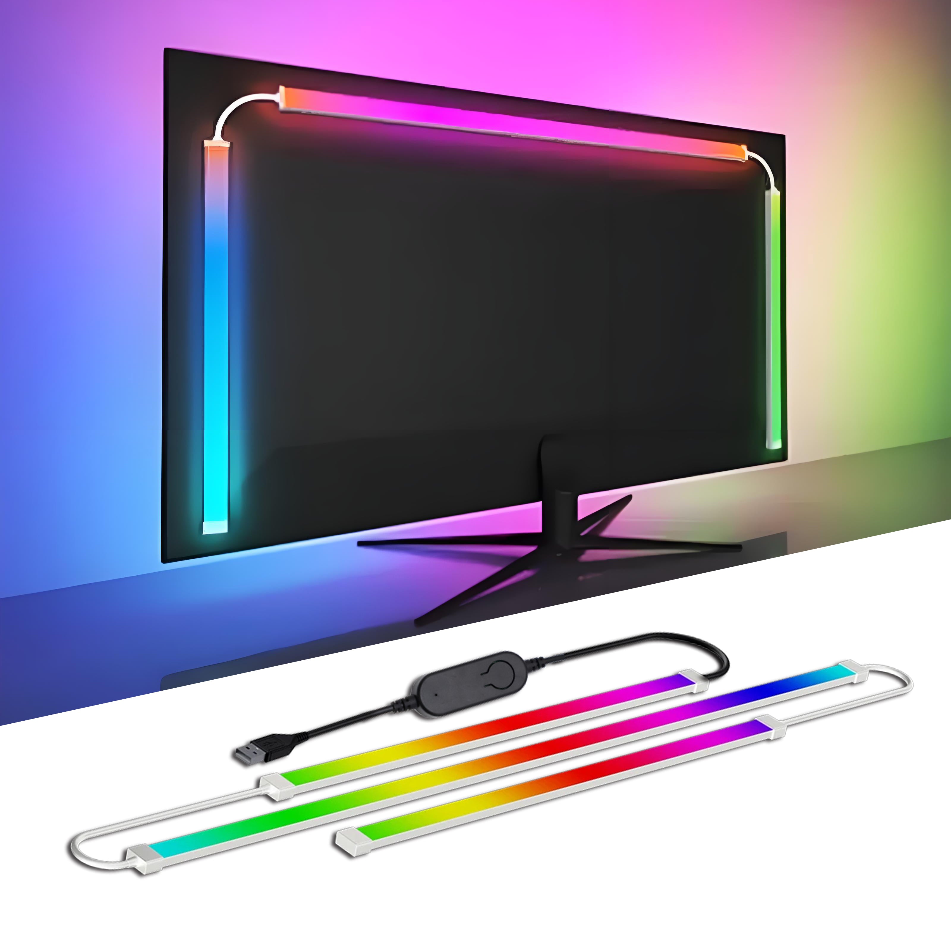 RGBIC LED Monitor Backlight Strip – Music Sync, App Controlled, 24–34"