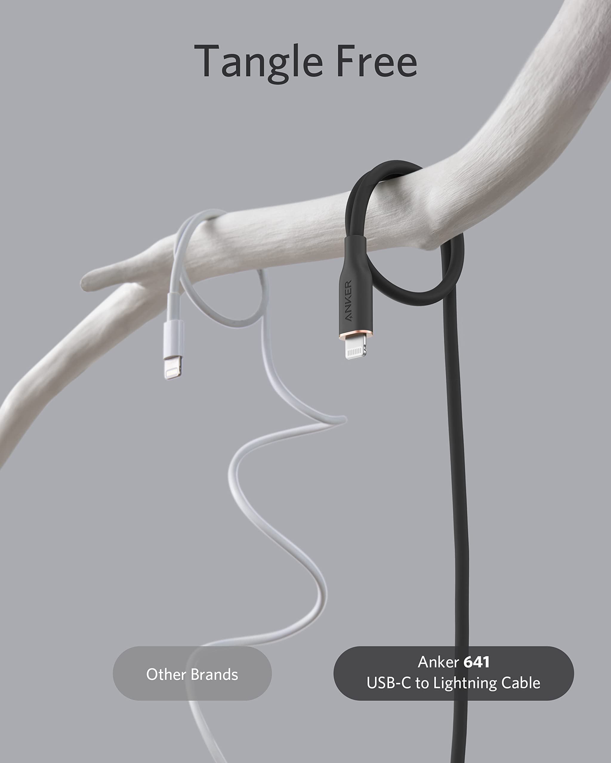 Anker 641 USB-C to Lightning Silicone Cable – MFi Certified, 25K-Bend Rated