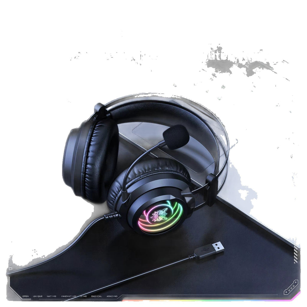 FLIPSTYLEZLLC gaming headphones with over-ear design, built-in microphone, and infinite surround sound for laptop gaming sessions.