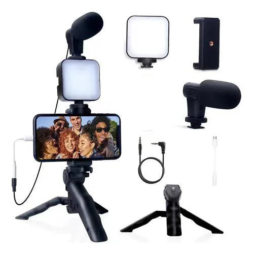 Mobile Vlogging Kit – Tripod, 36-LED Ring Light & Mini Microphone for TikTok, YouTube & Live Streaming