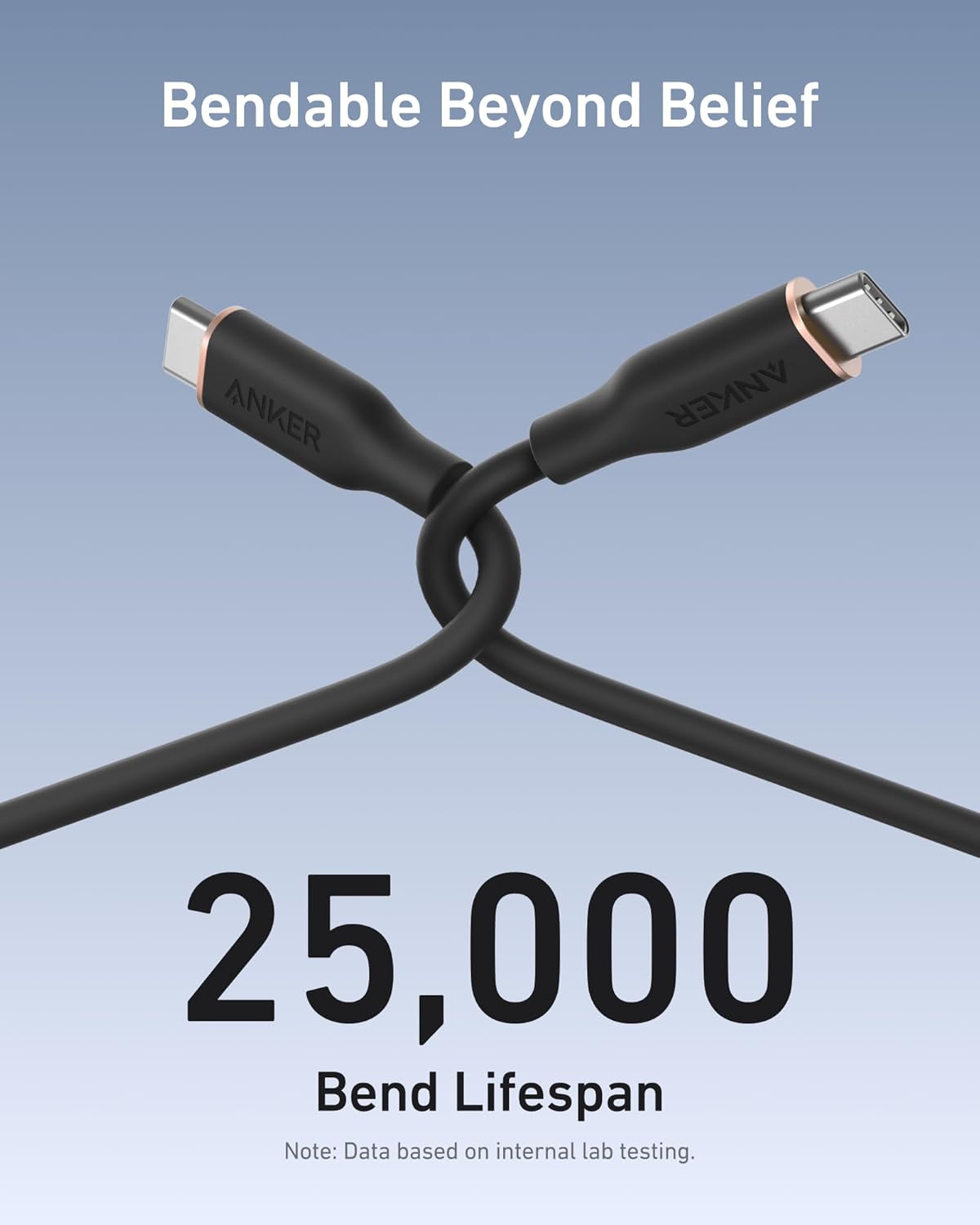 Anker 643 USB-C to USB-C Silicone Cable – 100W Fast Charging, 25K-Bend Rated