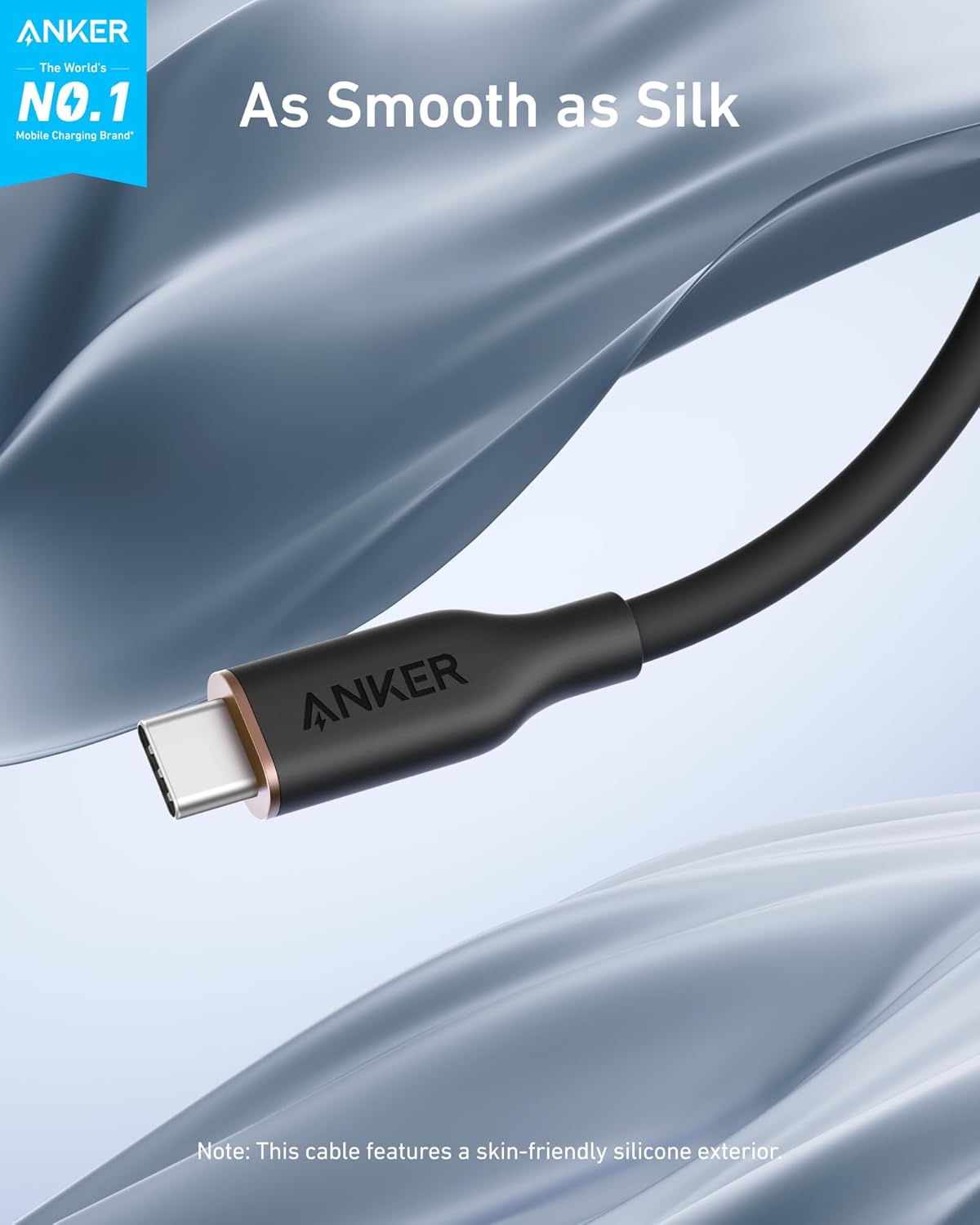 Anker 643 USB-C to USB-C Silicone Cable – 100W Fast Charging, 25K-Bend Rated