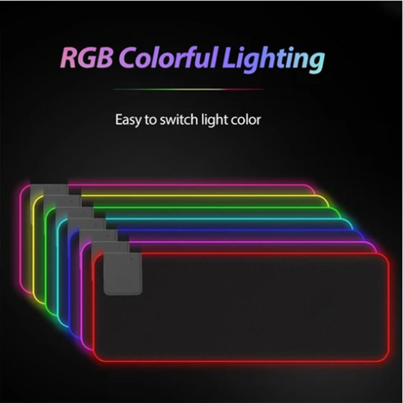 Wireless charger LED light with colorful RGB glow on a FLIPSTYLEZLLC mouse pad, featuring vibrant lighting effects and smooth surface.