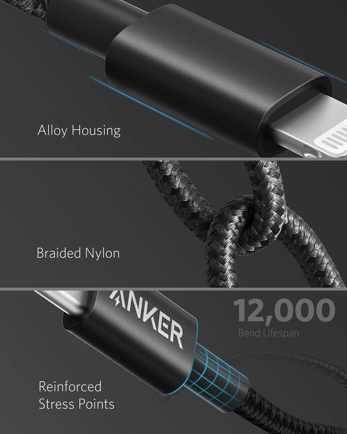Anker 331 USB-C to Lightning Cable – MFi Certified, Nylon Braided, Lifetime Warranty