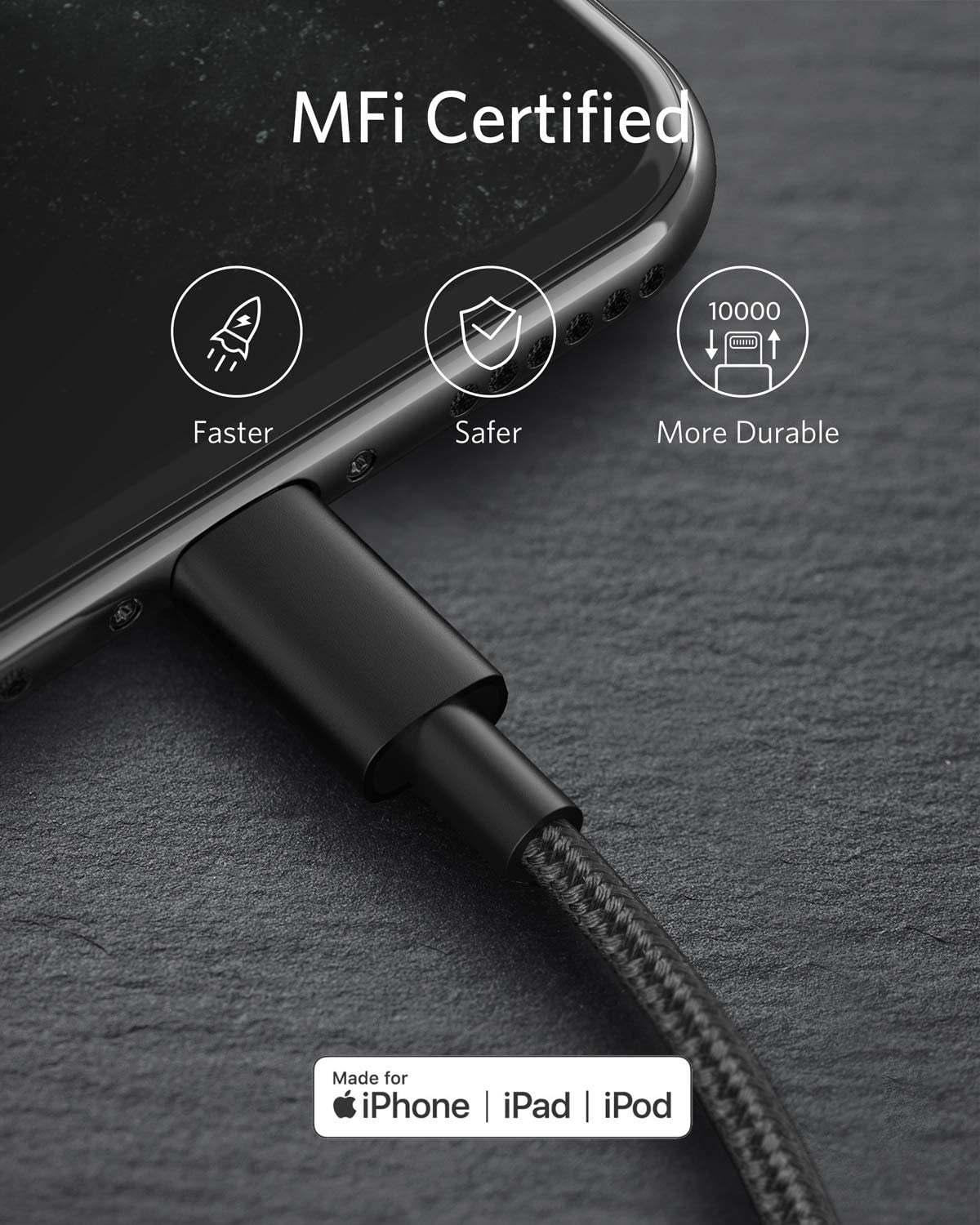 Anker 331 USB-C to Lightning Cable – MFi Certified, Nylon Braided, Lifetime Warranty