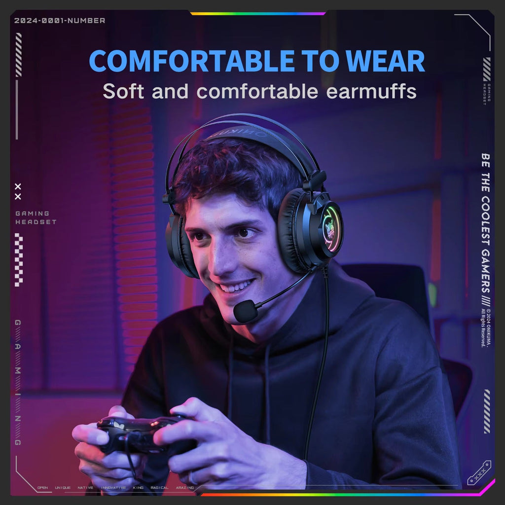 FLIPSTYLEZLLC gaming headphones for laptops with infinite surround sound, over-ear design, and adjustable headband.