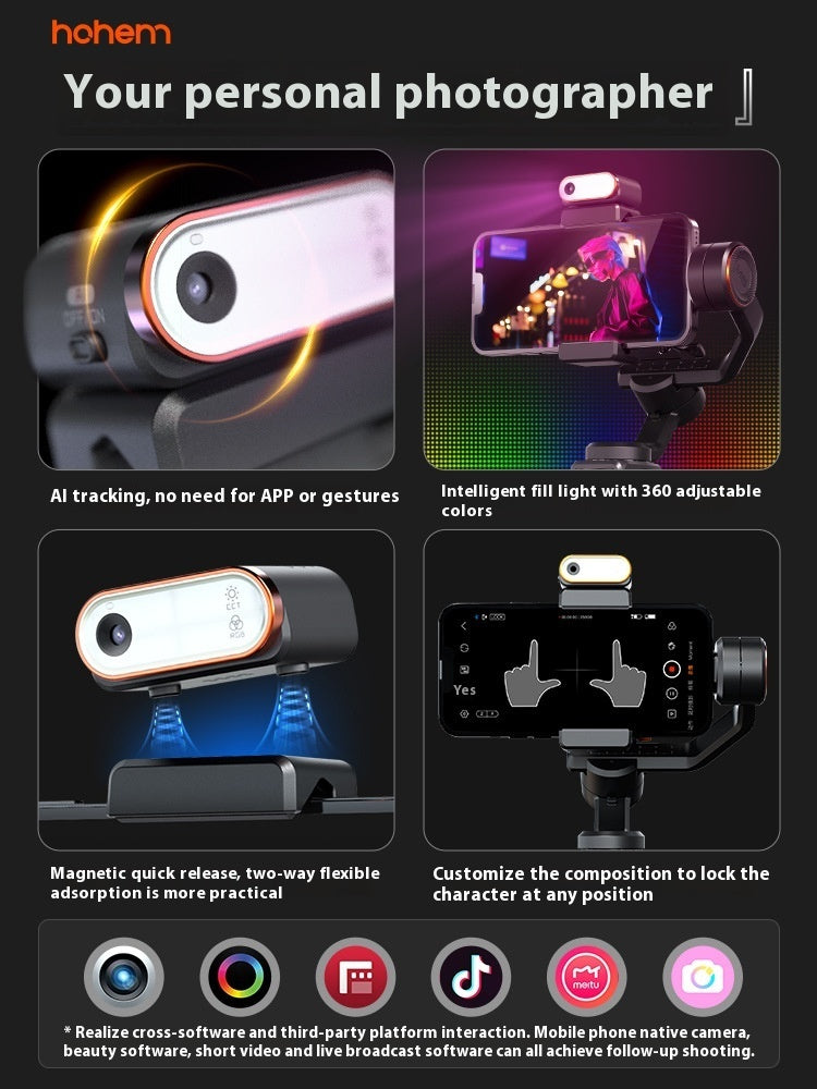 Vast AI Phone Gimbal Stabilizer with Face Tracking – 18-Hour Battery