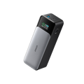 Anker 737 Power Bank with 24,000mAh capacity and 140W fast charging for laptops and mobile devices, shown in a sleek black design.