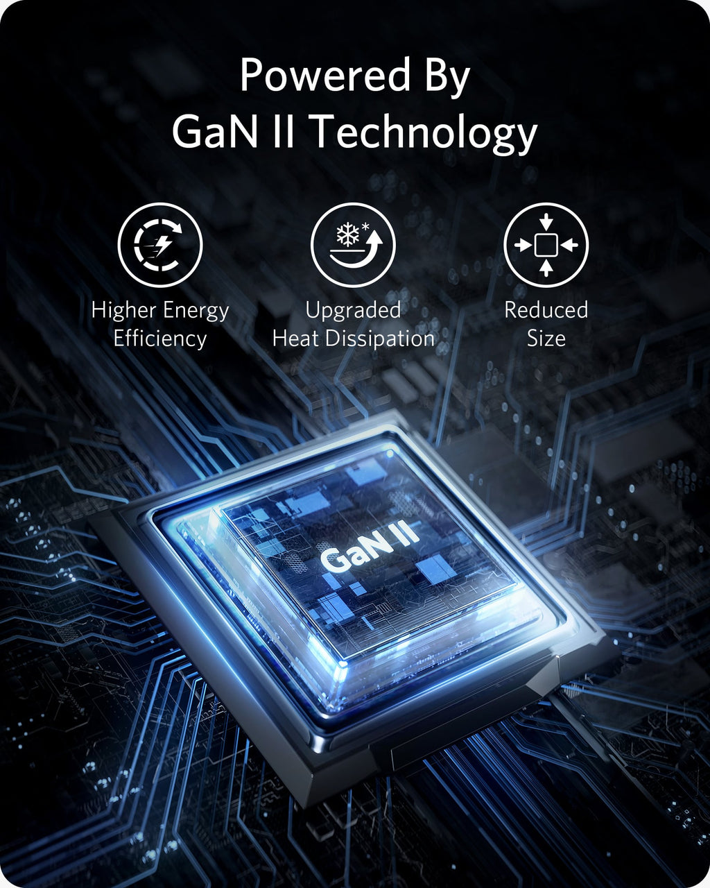 Anker 715 Nano II 65W GaN charger, compact fast-charging device with multiple ports for universal device charging, shown on a white background.