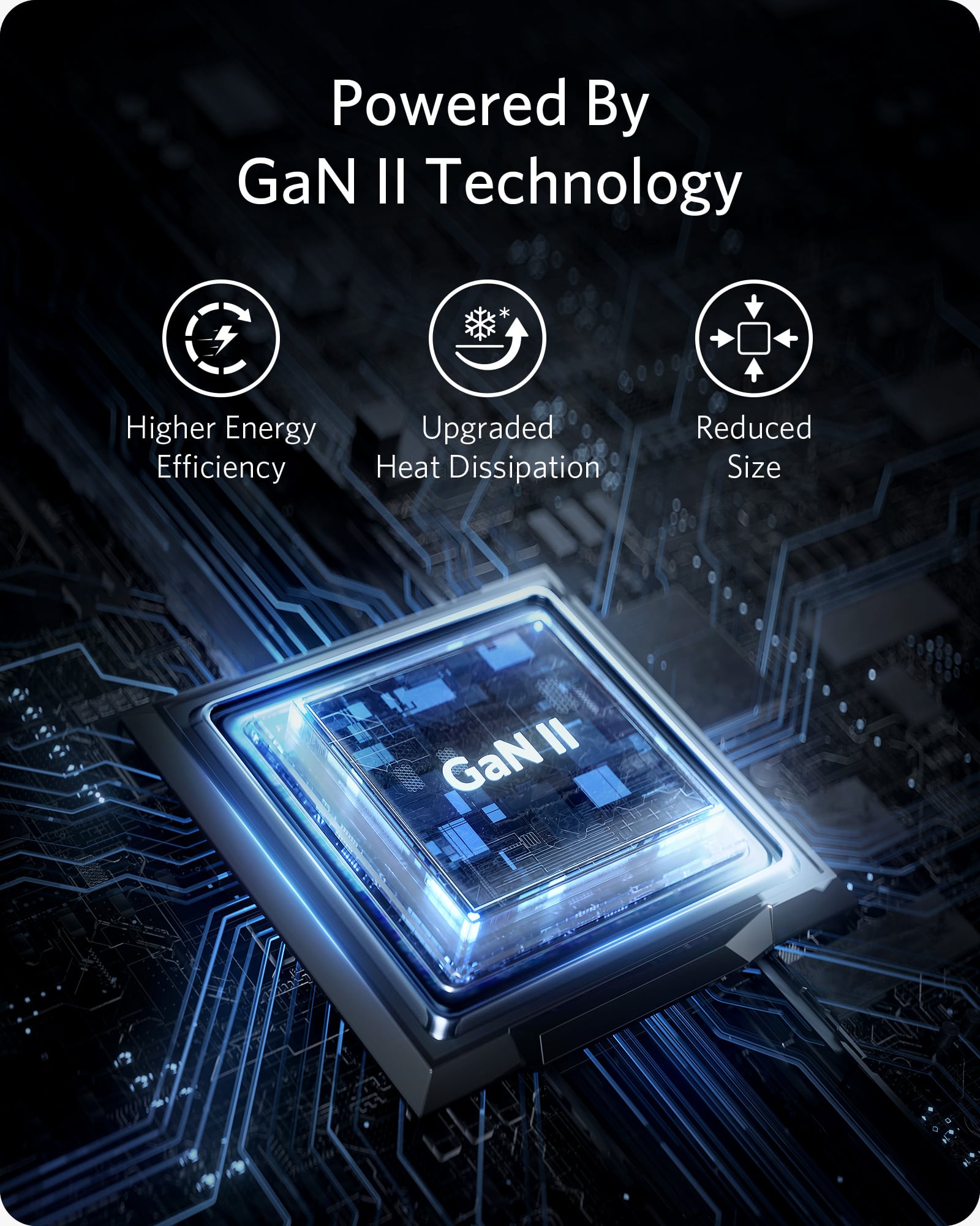 Anker 715 Nano II 65W GaN charger, compact fast-charging device with multiple ports for universal device charging, shown on a white background.