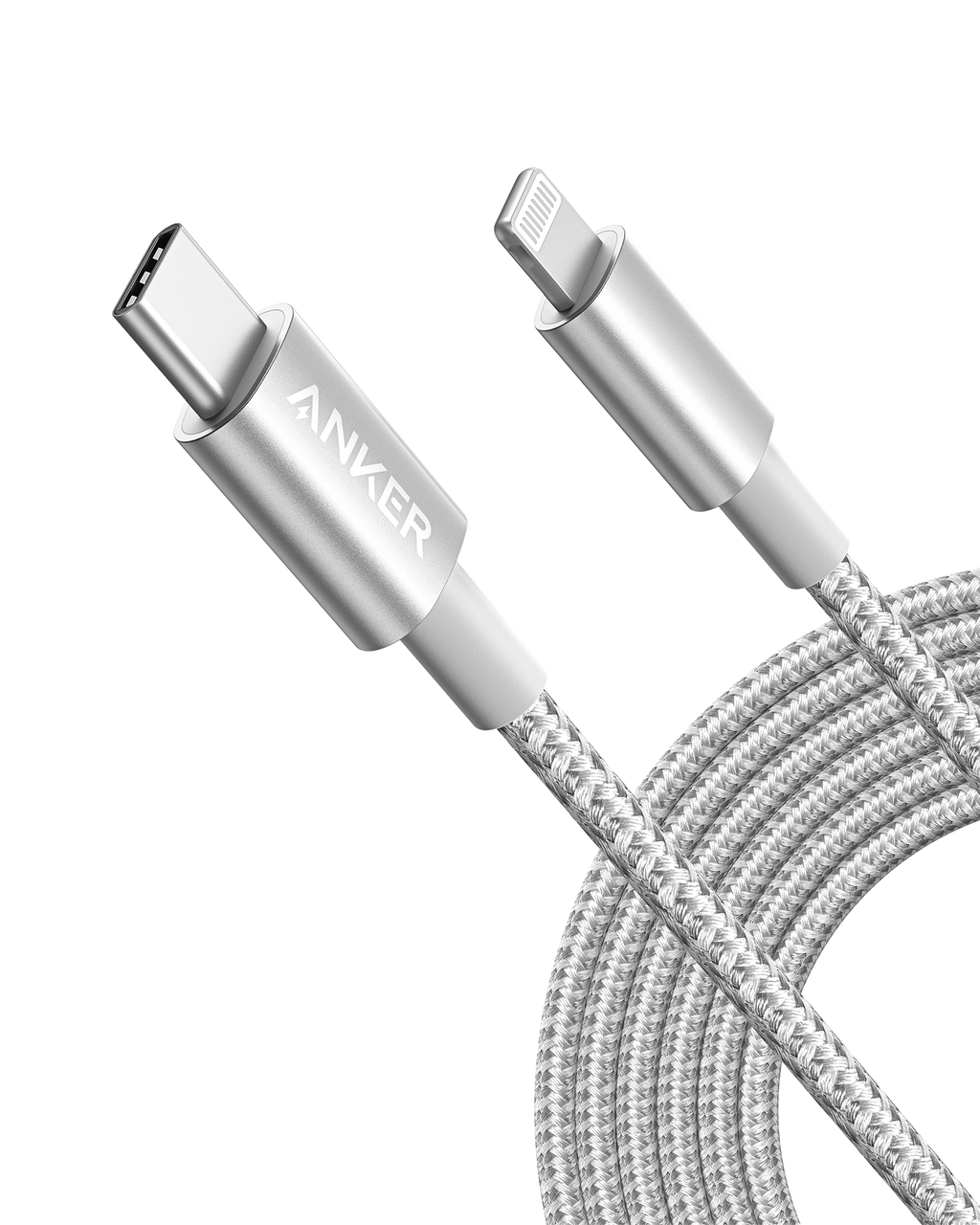 Anker 331 USB-C to Lightning charging cable with nylon braid, MFi certified, designed for durable and reliable Apple device charging.