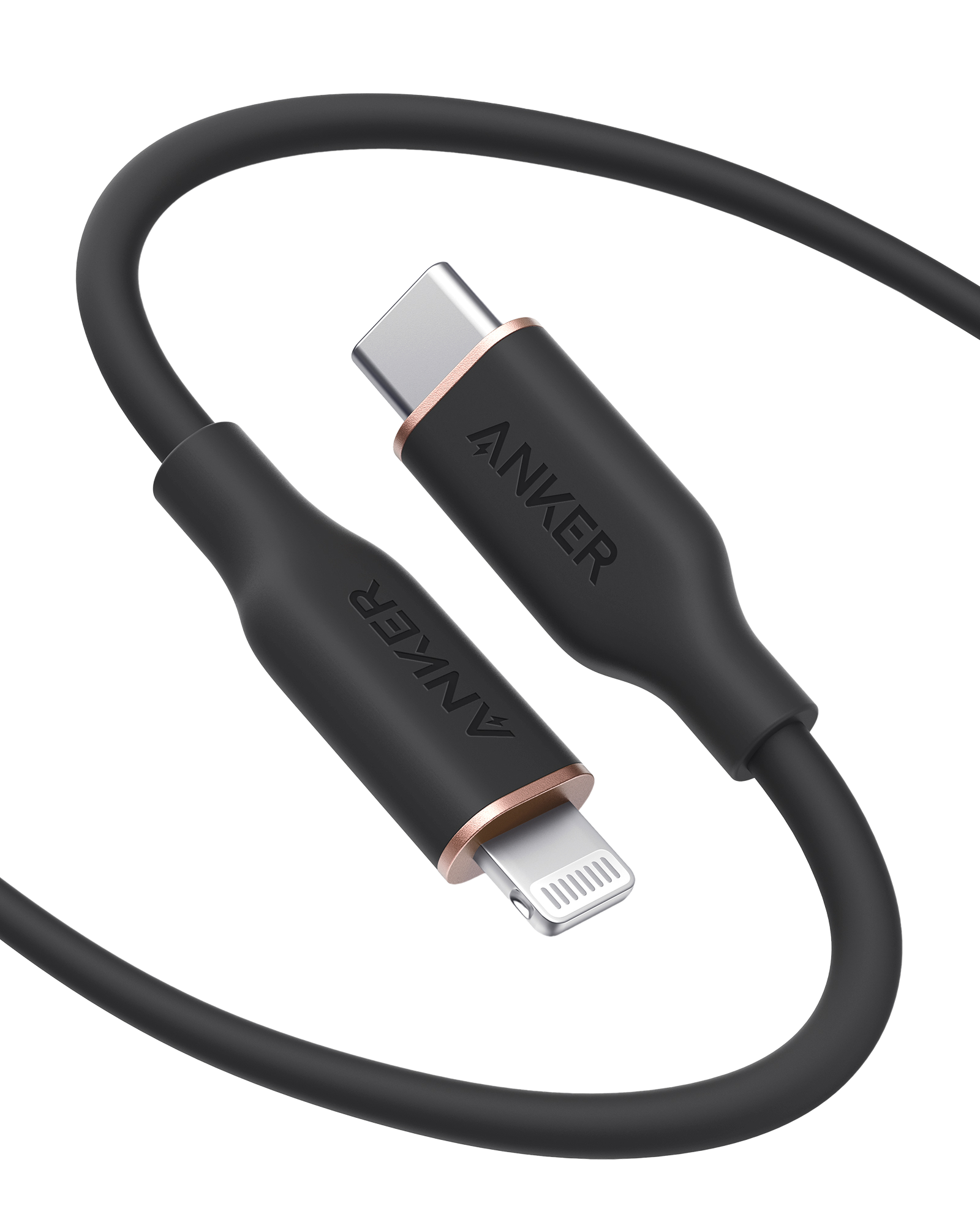 Anker 641 USB-C to Lightning Silicone Cable – MFi Certified, 25K-Bend Rated