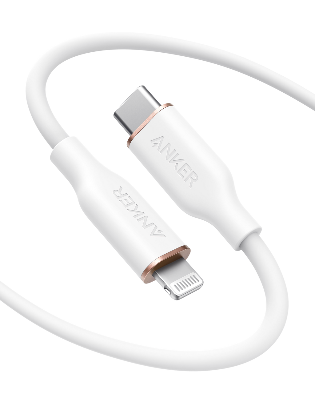 Anker 641 USB-C to Lightning silicone charging cable with MFi certification and 25,000 bend lifespan, designed for reliable iPhone charging.