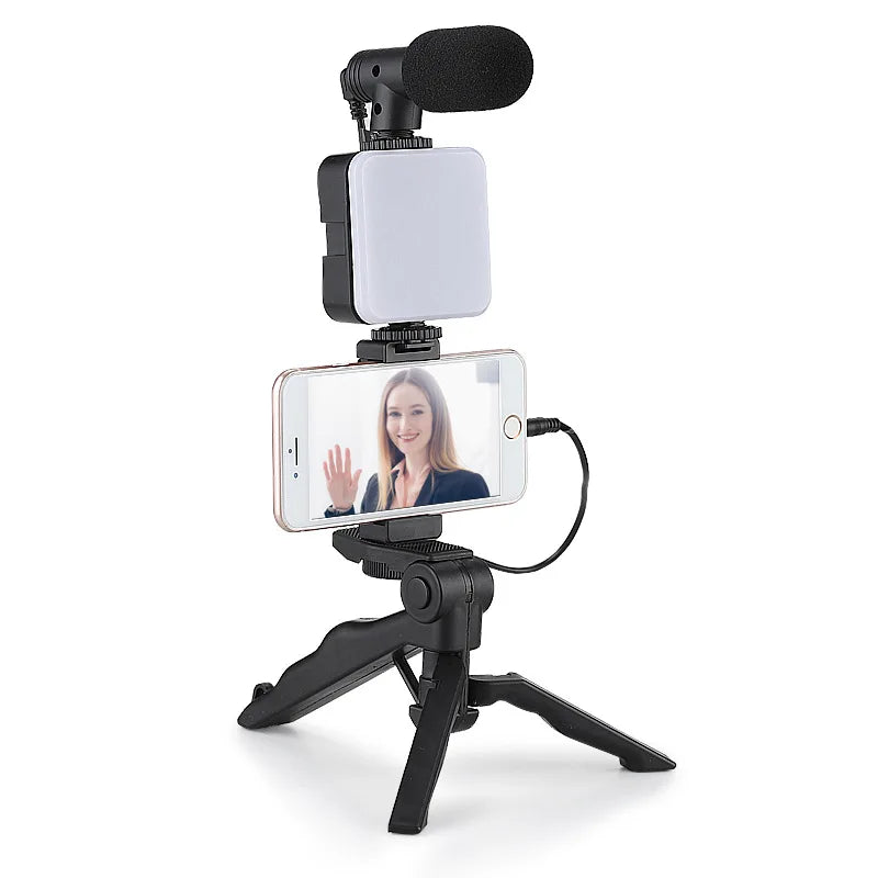 Mobile Vlogging Kit – Tripod, 36-LED Ring Light & Mini Microphone for TikTok, YouTube & Live Streaming