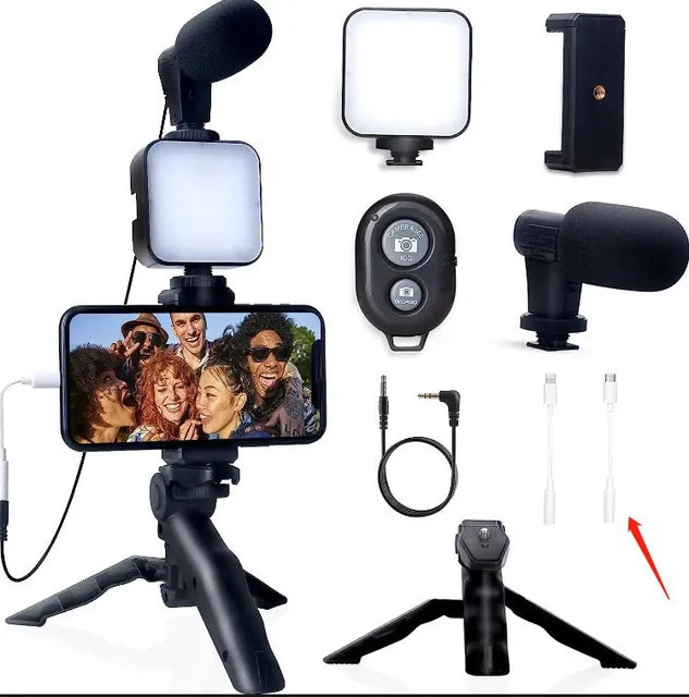 Mobile Vlogging Kit – Tripod, 36-LED Ring Light & Mini Microphone for TikTok, YouTube & Live Streaming