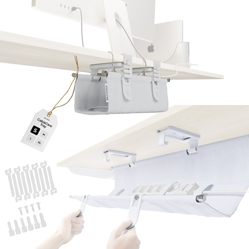Ascrono CableCare Tray in white, a sturdy cable tray for organizing and supporting electrical cables in professional settings.