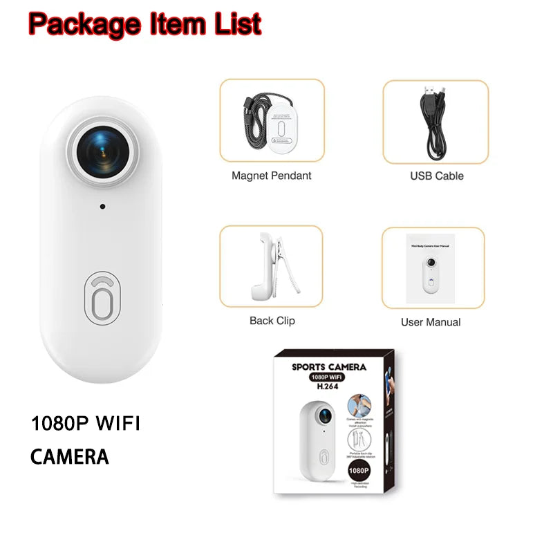4K Mini Body Camera with WiFi – Magnetic Mount, 150-Min Battery