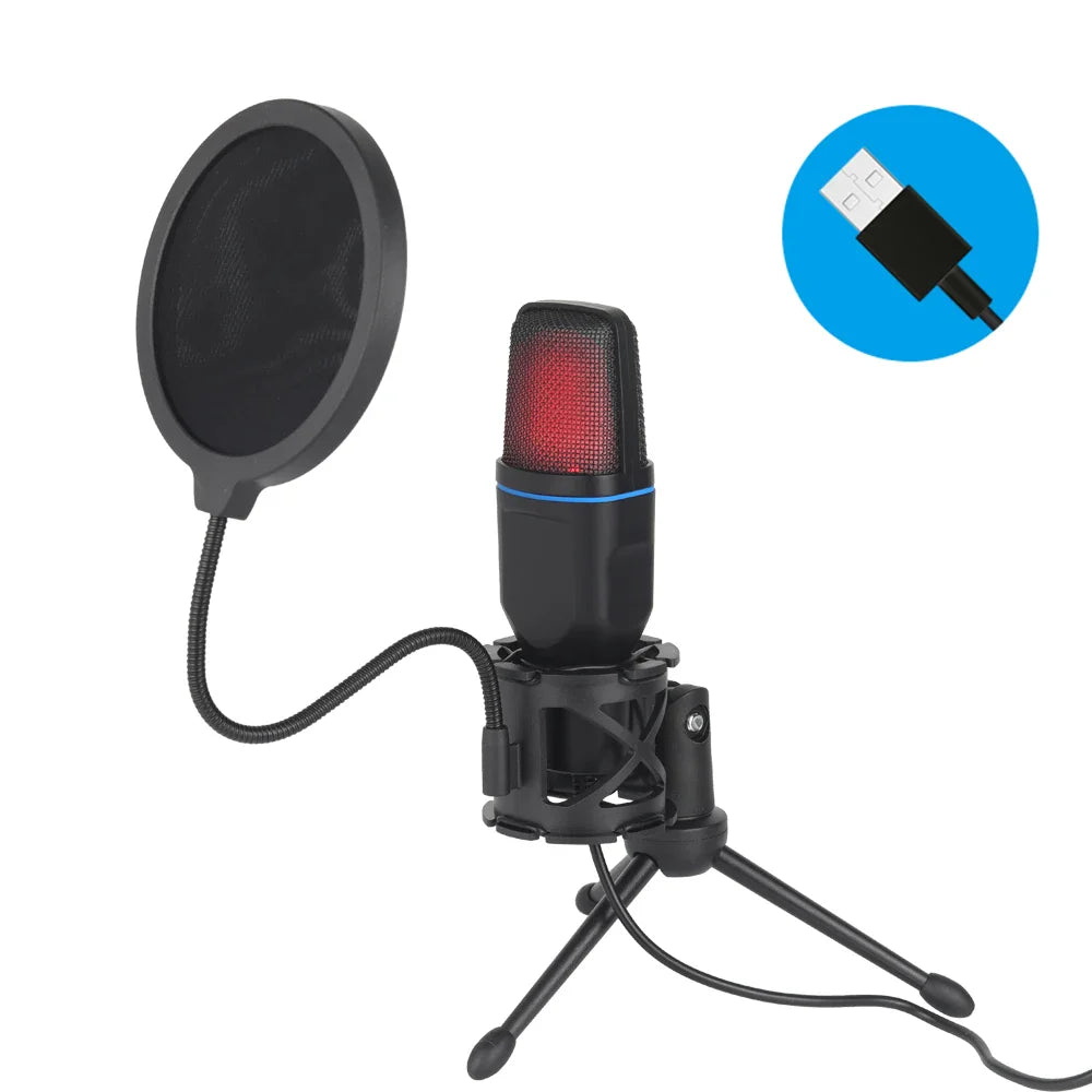 Covers4phones RGB USB condenser microphone for streaming, podcasting, and gaming with studio-quality sound in a sleek design