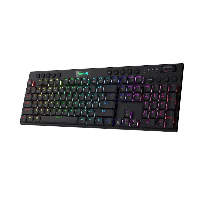 K618 Horus Wireless RGB Mechanical Keyboard by Electronics Den showing colorful backlit keys and sleek black design