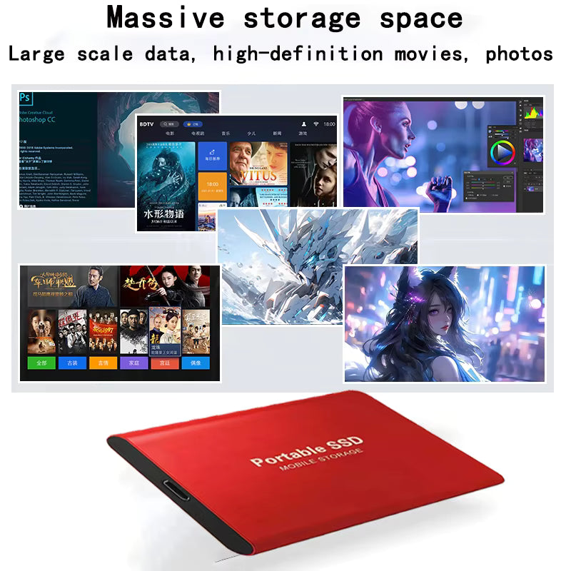 2TB Portable External SSD – USB 3.1 & USB-C, High-Speed Storage for Creators