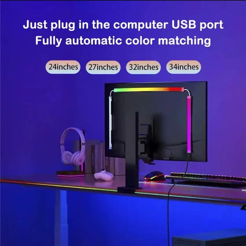 RGBIC LED Monitor Backlight Strip – Music Sync, App Controlled, 24–34"