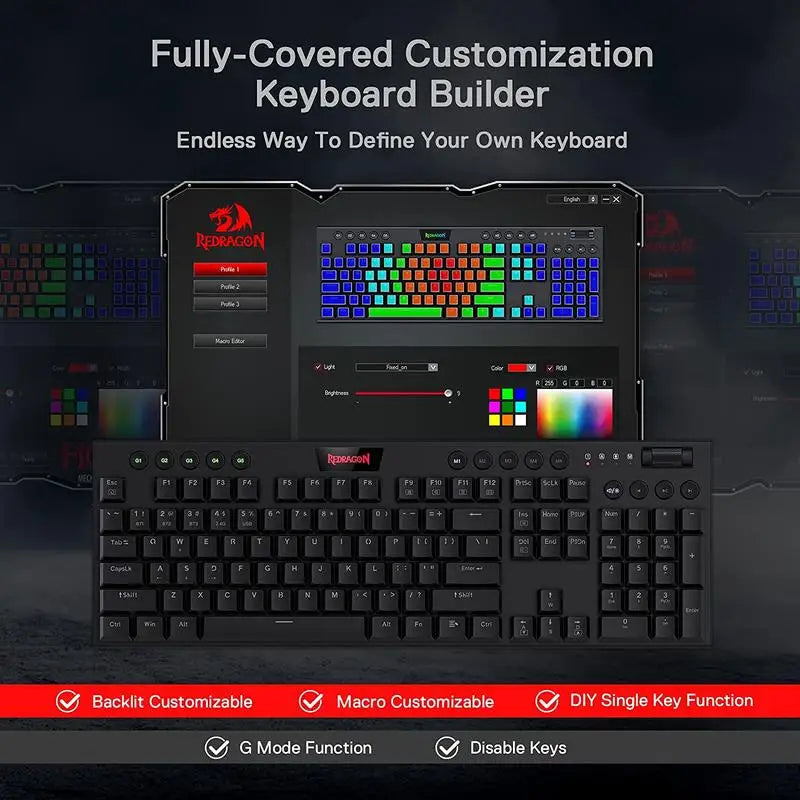 Wireless RGB Mechanical Keyboard K618 Horus by Electronics Den with backlit keys and sleek black design.