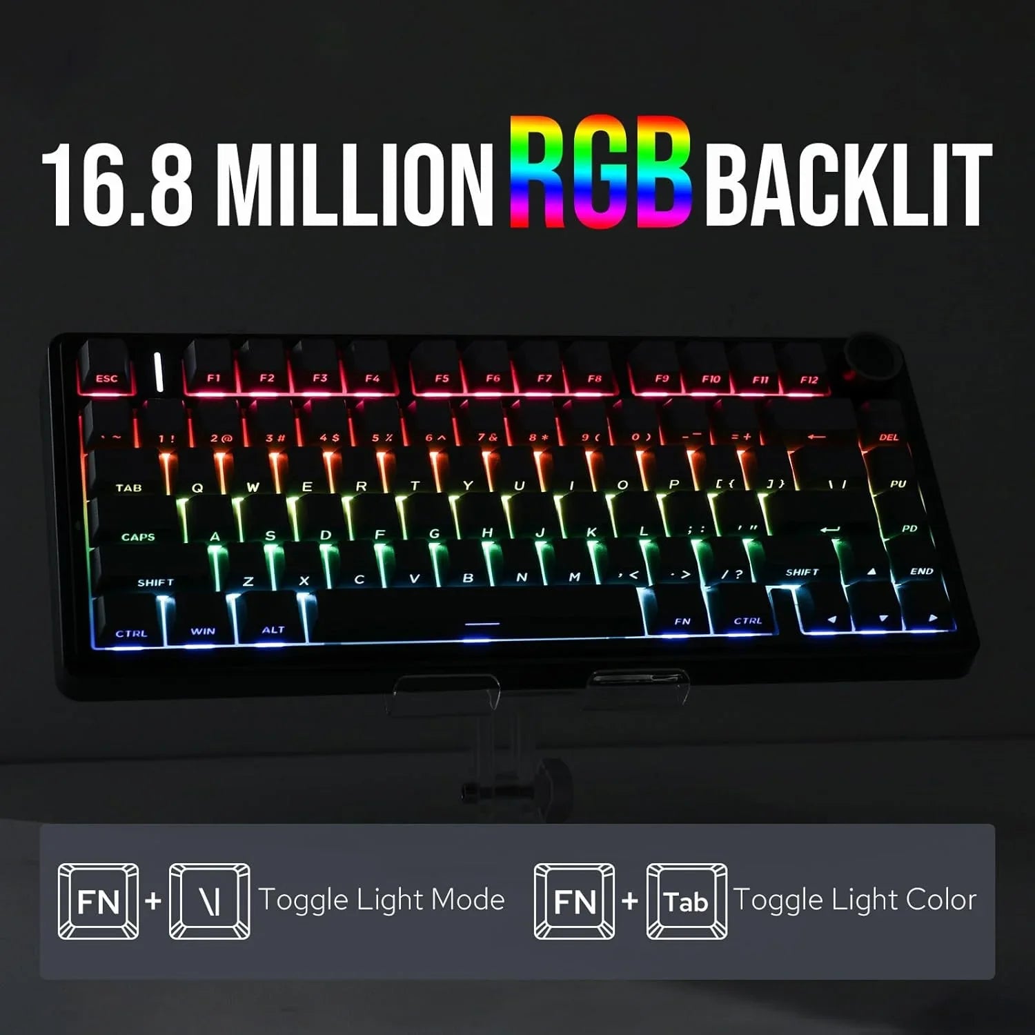 Wireless mechanical gaming keyboard with gasket-mounted design, featuring RGB backlit keys and durable build from Electronics Den.