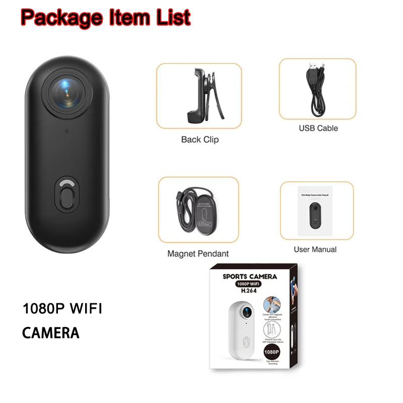 4K Mini Body Camera with WiFi – Magnetic Mount, 150-Min Battery