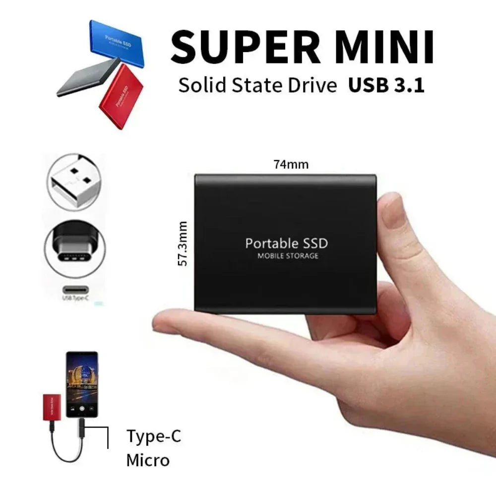 2TB Portable External SSD – USB 3.1 & USB-C, High-Speed Storage for Creators