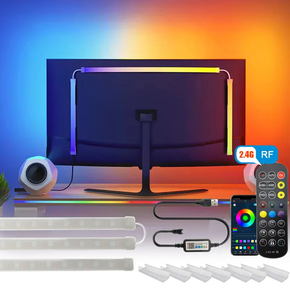 RGBIC LED Monitor Backlight Strip – Music Sync, App Controlled, 24–34"