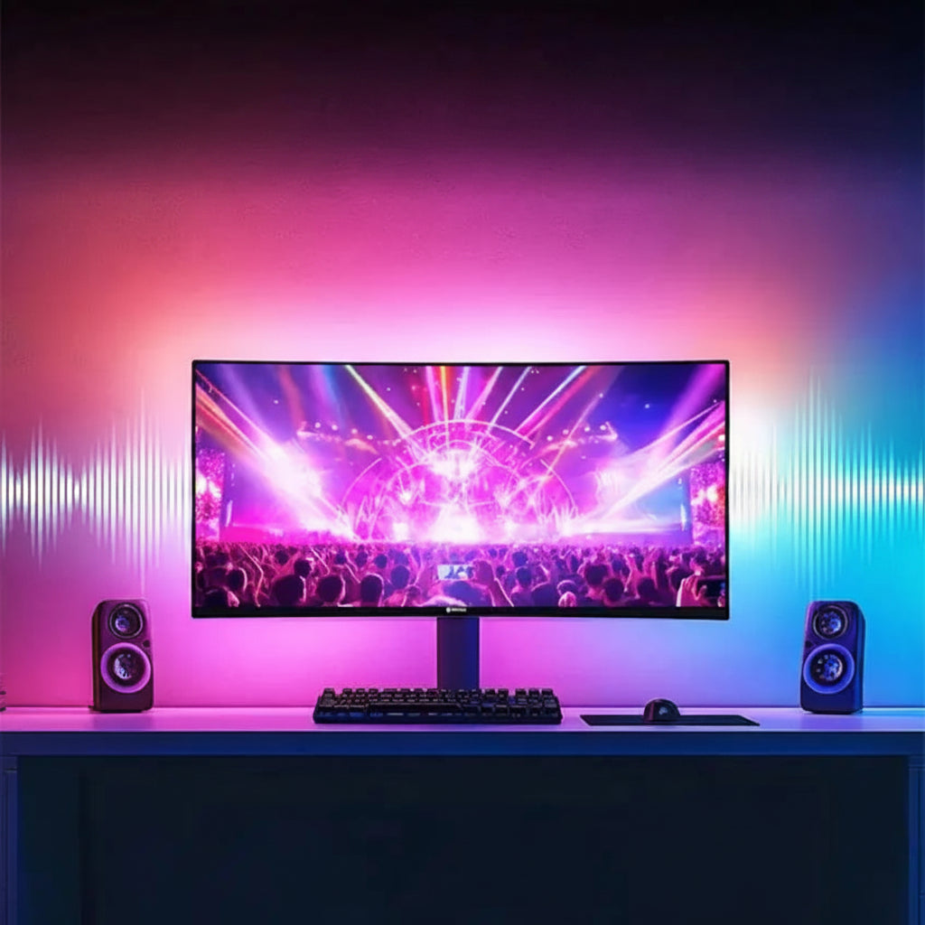 RGBIC LED Monitor Backlight Strip – Music Sync, App Controlled, 24–34"
