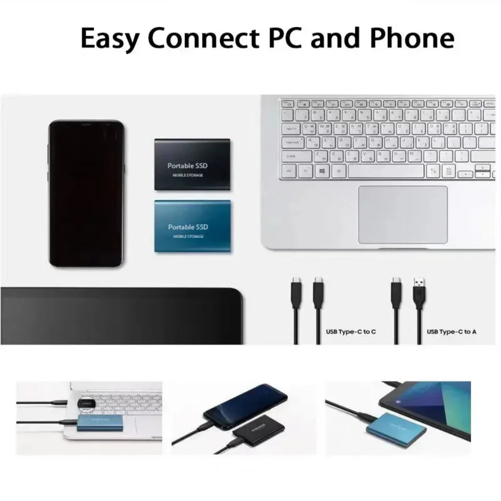 Moktan Sabai 2TB portable external SSD with USB 3.1 and USB-C ports, high-speed storage device for creators.