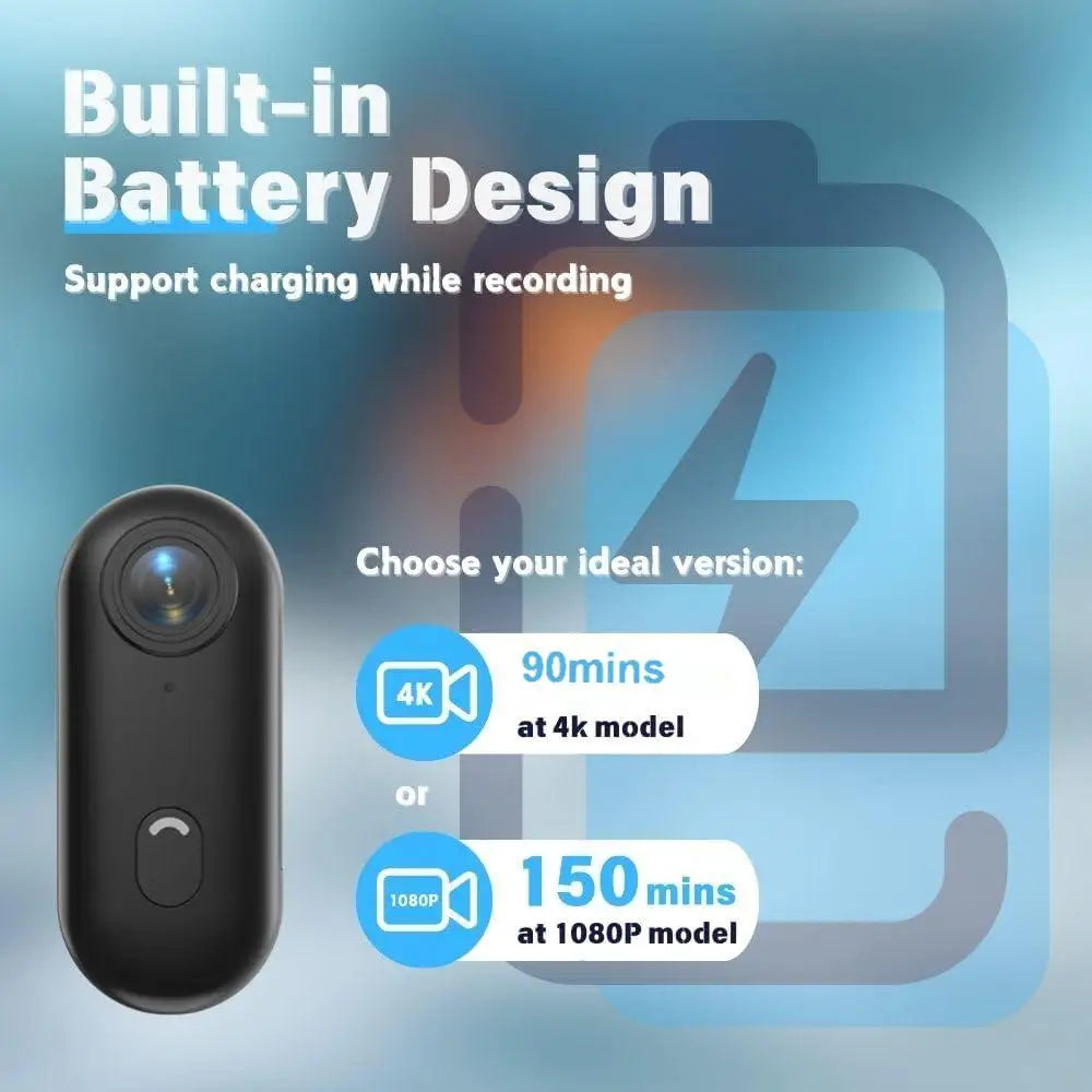 4K Mini Body Camera with WiFi – Magnetic Mount, 150-Min Battery