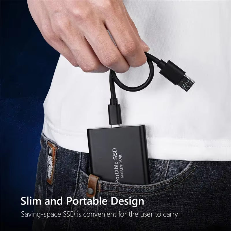 Moktan Sabai 2TB portable external SSD with USB 3.1 and USB-C ports, high-speed storage device for creators.