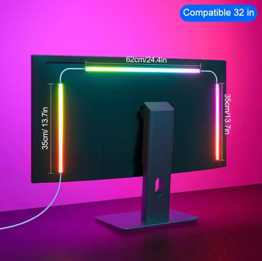 RGBIC LED Monitor Backlight Strip – Music Sync, App Controlled, 24–34"