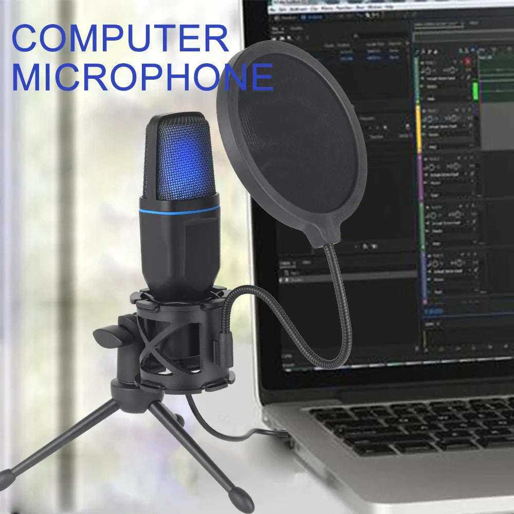 RGB USB condenser microphone from covers4phones, studio-quality mic for streaming, podcasting, and gaming setups.