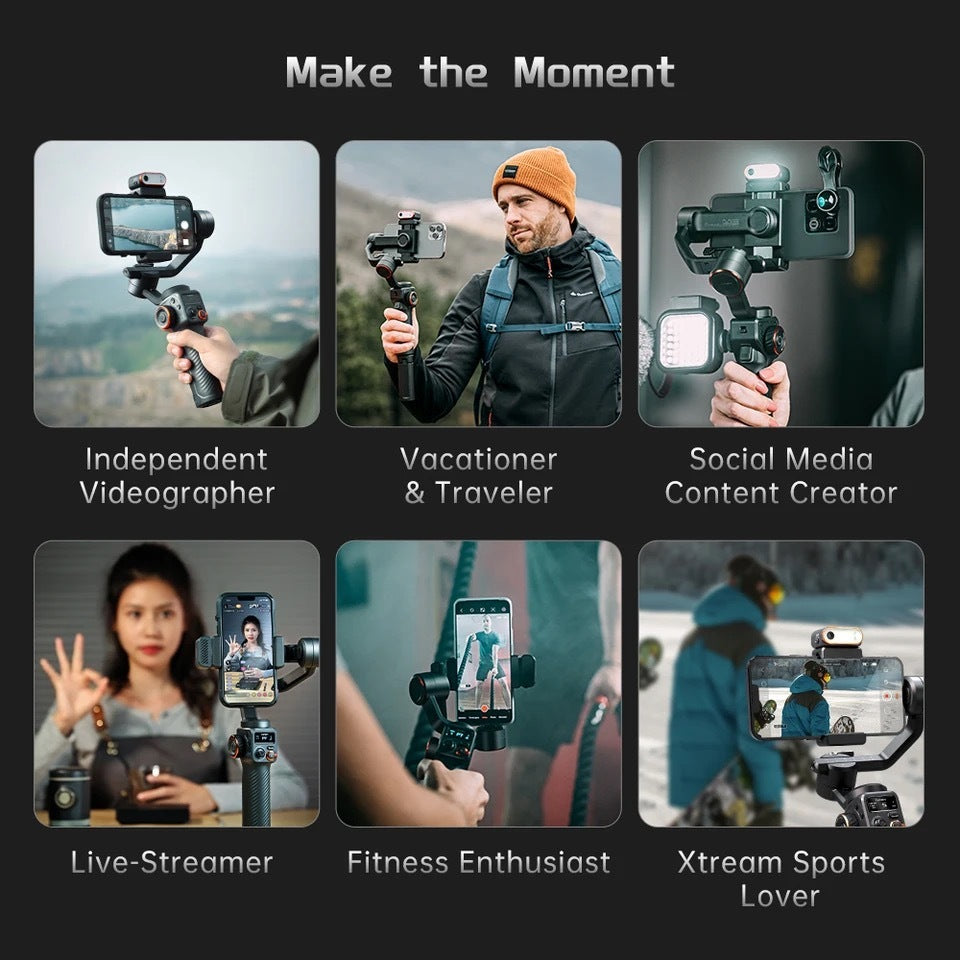 FLIPSTYLEZLLC AI face and shooting fill light with tripod stand, three-axis stabilizer for vlogging and video recording.