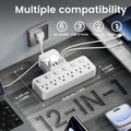 12-in-1 adjustable desk lamp power strip with 6 AC outlets, 3 USB-A ports, 2 Type-C ports, and surge protection from DailySale