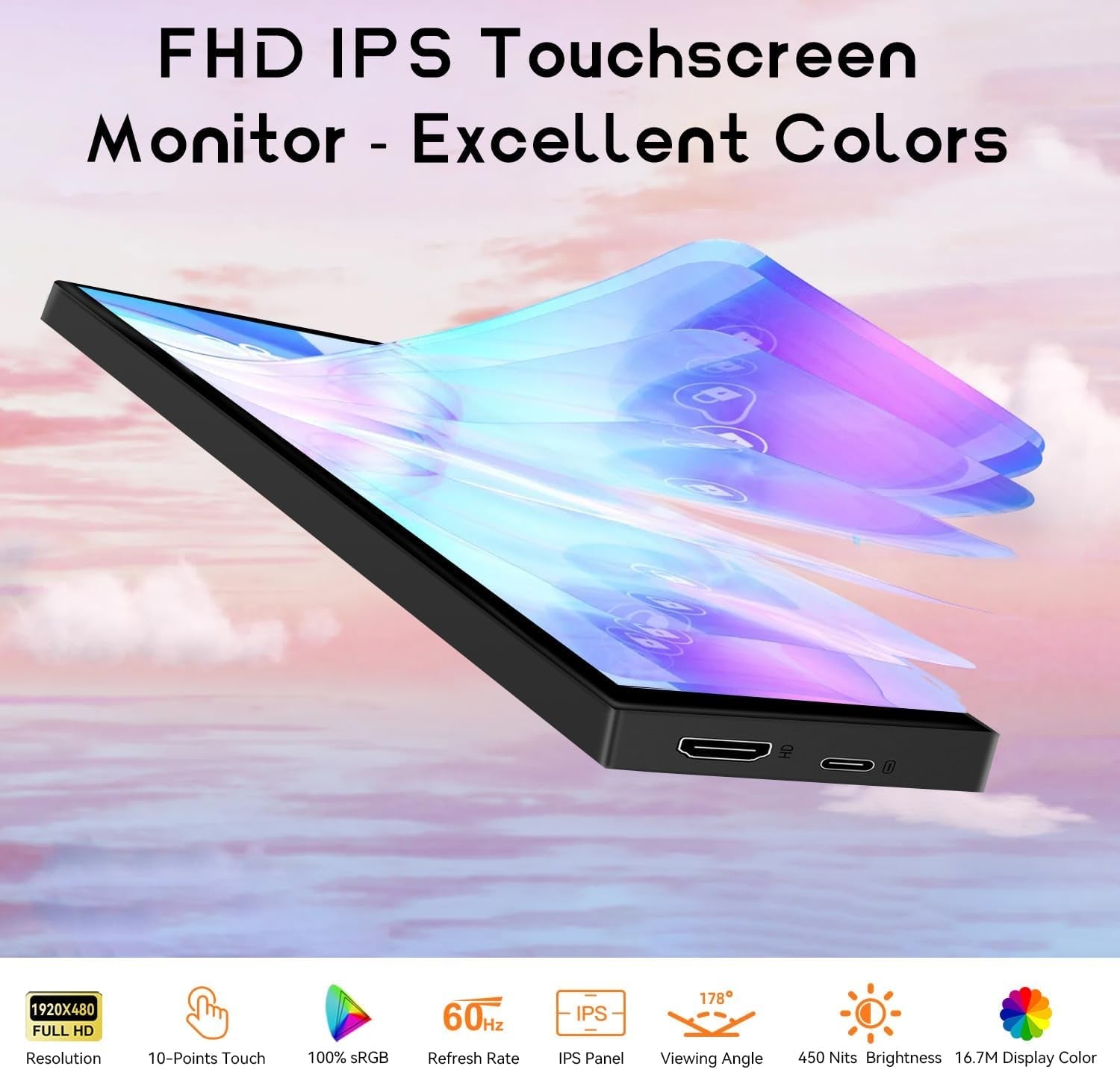 8.8" Touchscreen Secondary Monitor – 1920x480 IPS, PC Sensor Panel